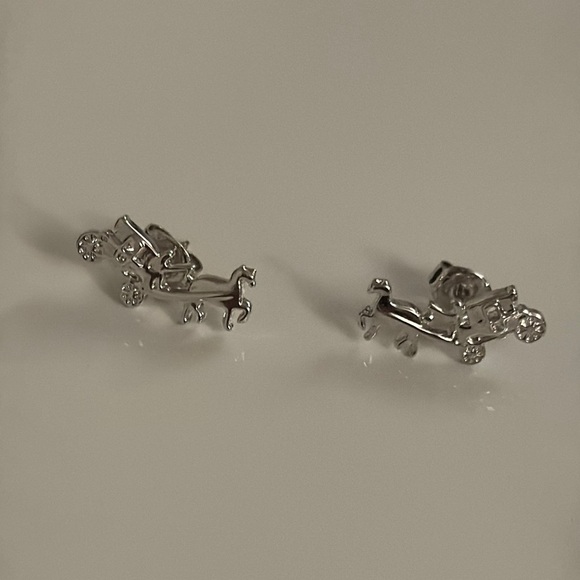 Coach Silver Carriage Earrings - Picture 1 of 3